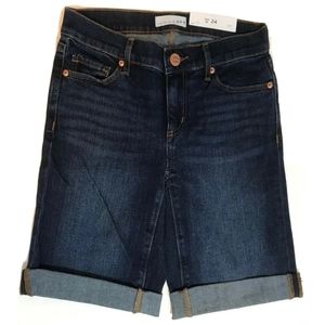 LOFT Women Denim Bermuda Shorts in Classic Dark Indigo Wash Sz 24/00 NWT